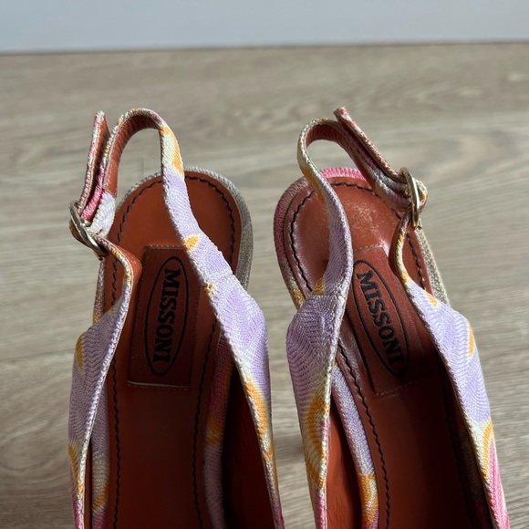 MISSONI Pink/Multicolour Weave Fabric Peep-toe Stiletto Platform Heels - Picture 6 of 9